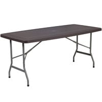 Flash Furniture DAD-YCZ-172-GG 32 1/2" x 67 1/2" Brown Rattan Plastic Folding Table