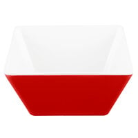 Vollrath V2220240 1.5 Qt. Red / White Medium Square Melamine Bowl