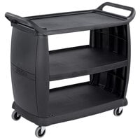 Carlisle CC224303 3 Shelf Oversized Black Utility Cart 300 lb. Capacity
