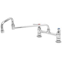 T&S B-0245 Deck Mounted Faucet with 18" Double Jointed Swing Nozzle, 8" Adjustable Centers, 19.5 GPM Stream Regulator Outlet, Eterna Cartridges, and Lever Handles