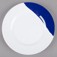 GET BF-7-W/NB Bold 7" White / Navy Blue Wide Rim Round Melamine Plate - 48/Case