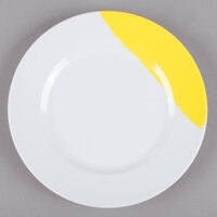 GET BF-9-W/Y Bold 9" White / Yellow Wide Rim Round Melamine Plate - 24/Case