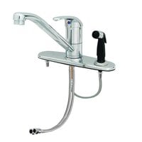 T&S B-2730-3H Deck Mount Single Lever Mixing Faucet with 9 3/16" Faucet, 48" Sidespray, 10" Deckplate, and Sidespray Opening
