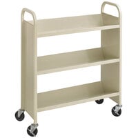 Safco 5358SA 36" x 14 1/2" Sand Three-Shelf Book Cart