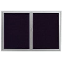 Aarco Enclosed Hinged Locking 2 Door Satin Anodized Finish Aluminum Outdoor Directory Board with Black Letter Board