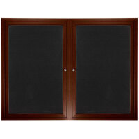 Aarco Enclosed Hinged Locking 2 Door Walnut Finish Aluminum Indoor Directory Board with Felt Rear Panels