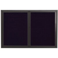 Aarco Enclosed Hinged Locking 2 Door Bronze Anodized Aluminum Outdoor Directory Board with Black Letter Board