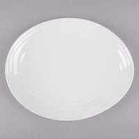 GET OP-1290-AW Magnolia 11 1/2" x 9 3/4" Ivory (American White) Melamine Oval Coupe Platter with Textured Rim   - 12/Case