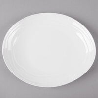 GET OP-1311-AW Magnolia 12 1/2" x 10 1/2" Ivory (American White) Melamine Oval Coupe Platter with Textured Rim   - 12/Case