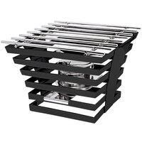 Eastern Tabletop 1710MB Escalate 10" x 10" x 6 1/2" Black Coated Stainless Steel 6 Rung Riser with Cooking Grate and Fuel Holder