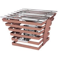 Eastern Tabletop 1710CP Escalate 10" x 10" x 6 1/2" Copper Coated Stainless Steel 6 Rung Riser with Cooking Grate and Fuel Holder