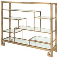 Eastern Tabletop ST1765RZ 38 3/8" x 9 7/8" x 31 1/2" Bronze Coated Stainless Steel Multi-Level Square Tabletop Display Stand with Clear Glass Tempered Shelves