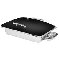 Eastern Tabletop 3935MB Crown 8 Qt. Rectangular Black Coated Stainless Steel Induction Chafer with Hinged Dome Cover