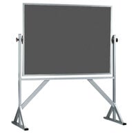 Aarco ARS3648S 36" x 48" Reversible Free Standing Slate Gray Porcelain Chalkboard with Satin Anodized Aluminum Frame