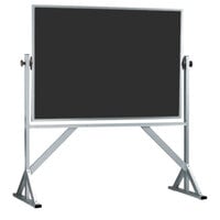 Aarco ARC4260B 42" x 60" Reversible Free Standing Black Composition Chalkboard with Satin Anodized Aluminum Frame