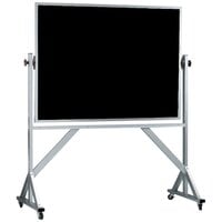 Aarco ARC3648B 36" x 48" Reversible Free Standing Black Composition Chalkboard with Satin Anodized Aluminum Frame