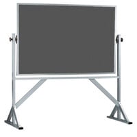Aarco ARS4872S 48" x 72" Reversible Free Standing Slate Gray Porcelain Chalkboard with Satin Anodized Aluminum Frame