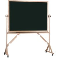 Aarco RC3648B 36" x 48" Reversible Free Standing Black Composition Chalkboard with Solid Oak Wood Frame