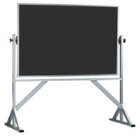 Aarco ARC4872B 48" x 72" Reversible Free Standing Black Composition Chalkboard with Satin Anodized Aluminum Frame