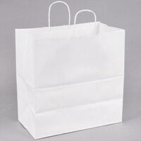Duro 13" x 7" x 13" Jr. Mart White Paper Shopping Bag with Handles - 250/Bundle