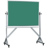 Aarco ARS3648G 36" x 48" Reversible Free Standing Green Porcelain Chalkboard with Satin Anodized Aluminum Frame