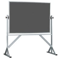 Aarco ARS4260S 42" x 60" Reversible Free Standing Slate Gray Porcelain Chalkboard with Satin Anodized Aluminum Frame