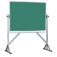 Aarco ARC3648G 36" x 48" Reversible Free Standing Green Composition Chalkboard with Satin Anodized Aluminum Frame