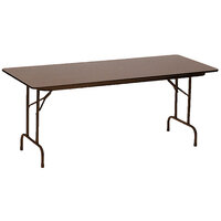 Correll 30" x 96" Walnut Solid High Pressure Heavy Duty Adjustable Height Folding Table with Plywood Core