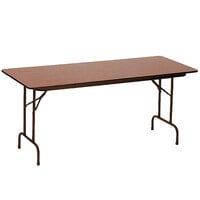 Correll 36" x 96" Medium Oak Solid High Pressure Heavy Duty Adjustable Height Folding Table with Plywood Core