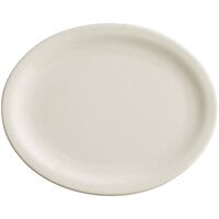 Acopa 13 1/2" x 10 1/2" Ivory (American White) Narrow Rim Oval Stoneware Platter - 12/Case
