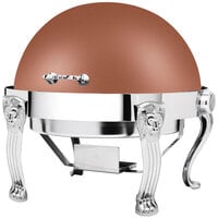 Eastern Tabletop 3118LHCP Lion Head 8 Qt. Round Copper Coated Stainless Steel Roll Top Chafer