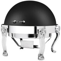Eastern Tabletop 3118LHMB Lion Head 8 Qt. Round Black Coated Stainless Steel Roll Top Chafer