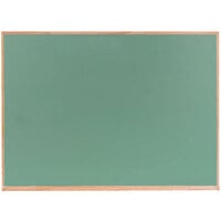 Aarco OS1824G 18" x 24" Green Solid Oak Wood Frame Composition Chalkboard