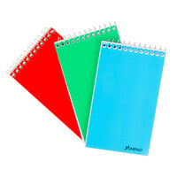 Ampad 45-093 3" x 5" Narrow Ruled White Wirebound Memo Book with Assorted Color Cover - 3/Pack
