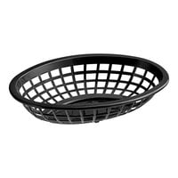 Tablecraft 1071BK 8" x 5 3/8" x 2" Black Oval Side Order Plastic Basket - 12/Pack