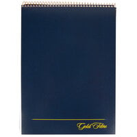 Ampad 20-815 Gold Fibre 8 1/2" x 11 3/4" Wide Ruled Perforated Wirebound Planner Pad with Navy Cover