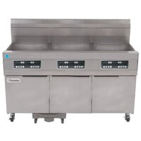 Frymaster 31814GF Liquid Propane Oil Conserving 189 lb. 3 Unit Floor Fryer System with Digital Controls and Filtration System - 345,000 BTU