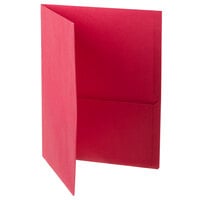 Oxford 57511EE Letter Size 2-Pocket Embossed Paper Pocket Folder, Red - 25/Box