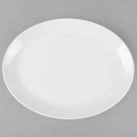 GET OP-1300-AW Settlement 12" x 9 1/2" Ivory (American White) Melamine Coupe Oval Platter - 12/Case
