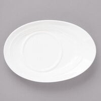 Bon Chef 1100005P Slanted Oval 7 5/8" x 5 1/4" White Porcelain Saucer - 36/Case