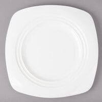 Bon Chef 1000013P Concentrics 10 15/16" x 10 15/16" White Porcelain Soft Square Dinner Plate - 18/Case