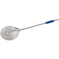 GI Metal Napoletana 10" Stainless Steel Small Round Perforated Pizza Peel with 59'' Handle IN-26F
