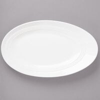 Bon Chef 1100011P Slanted Oval 16" x 9 7/16" White Porcelain Plate - 12/Pack