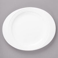 Bon Chef 1000018P Concentrics 12 7/8" x 10 3/8" White Porcelain Oval Dinner Plate - 12/Pack