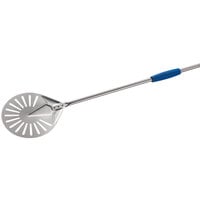 GI Metal Azzurra 8" Stainless Steel Round Turning Perforated Pizza Peel with 47'' Handle I-20F/120