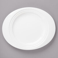 Bon Chef 1000015P Concentrics 11 1/8" x 8 13/16" White Porcelain Oval Salad Plate - 24/Case