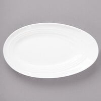 Bon Chef 1100008P Slanted Oval 11" x 6 1/2" White Porcelain Plate - 24/Case