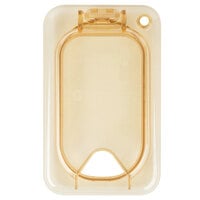 Carlisle 10539Z13 StorPlus EZ Access 1/9 Size Amber High Heat Hinged Lid with One Notch