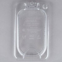 Carlisle 10339Z07 StorPlus EZ Access 1/9 Size Clear Polycarbonate Hinged Lid with One Notch