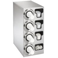 Vollrath 58843 Stainless Steel 4-Slot 8 - 44 oz. Countertop Cup Dispenser Cabinet with 1 T-Lid Holder and 1 Straw Pocket
